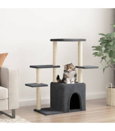 vidaXL Cat Tree with Sisal Scratching Posts Dark Grey 97,5 cm