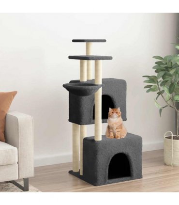 vidaXL Cat Tree with Sisal Scratching Posts Dark Grey 122 cm