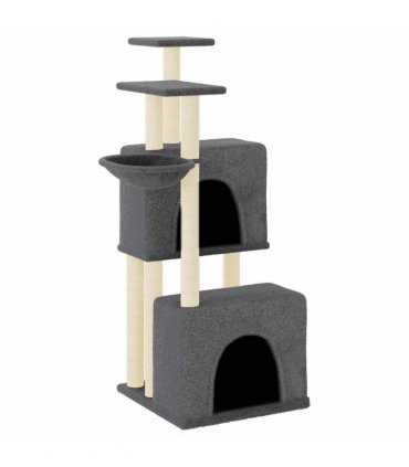 vidaXL Cat Tree with Sisal Scratching Posts Dark Grey 122 cm