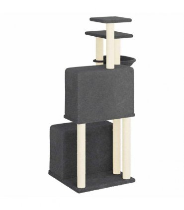 vidaXL Cat Tree with Sisal Scratching Posts Dark Grey 122 cm