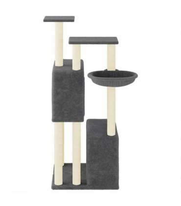 vidaXL Cat Tree with Sisal Scratching Posts Dark Grey 122 cm