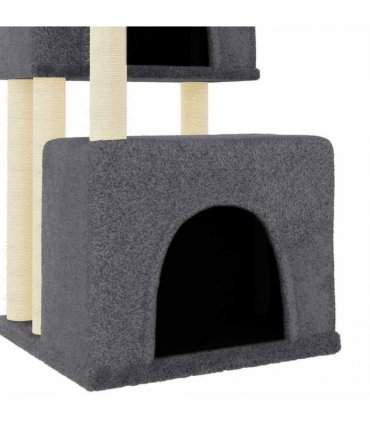 vidaXL Cat Tree with Sisal Scratching Posts Dark Grey 122 cm