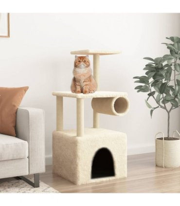 vidaXL Cat Tree with Sisal Scratching Posts Cream 109,5 cm
