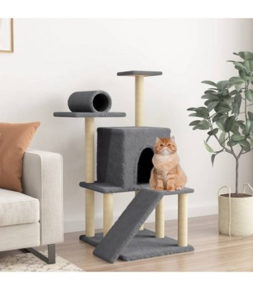 vidaXL Cat Tree with Sisal Scratching Posts Dark Grey 110,5 cm