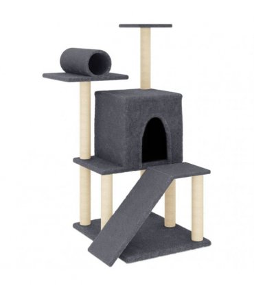 vidaXL Cat Tree with Sisal Scratching Posts Dark Grey 110,5 cm