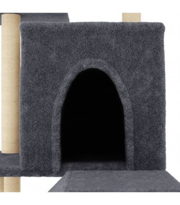 vidaXL Cat Tree with Sisal Scratching Posts Dark Grey 110,5 cm
