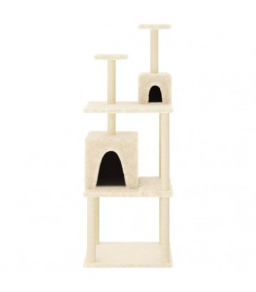 vidaXL Cat Tree with Sisal Scratching Posts Cream 167 cm