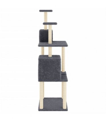 vidaXL Cat Tree with Sisal Scratching Posts Dark Grey 167 cm