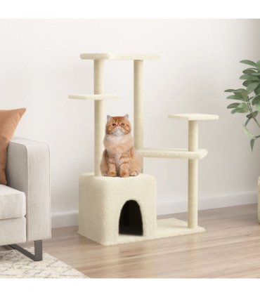 vidaXL Cat Tree with Sisal Scratching Posts Cream 107,5 cm