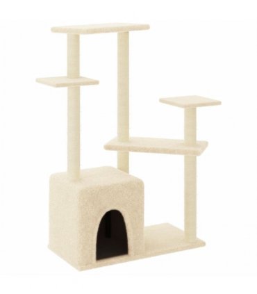 vidaXL Cat Tree with Sisal Scratching Posts Cream 107,5 cm