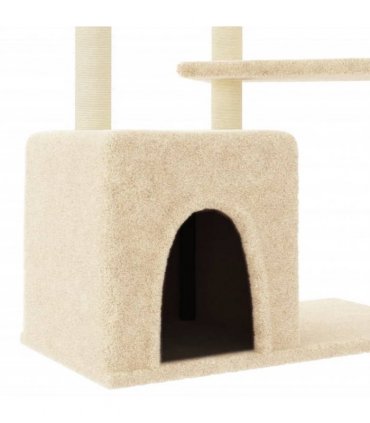 vidaXL Cat Tree with Sisal Scratching Posts Cream 107,5 cm