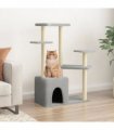 vidaXL Cat Tree with Sisal Scratching Posts Light Grey 107,5 cm
