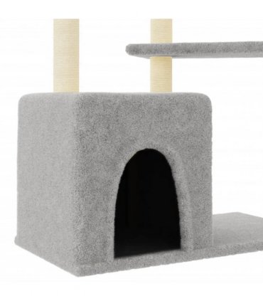 vidaXL Cat Tree with Sisal Scratching Posts Light Grey 107,5 cm