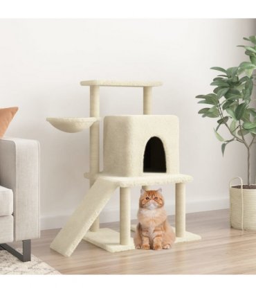 vidaXL Cat Tree with Sisal Scratching Posts Cream 96,5 cm