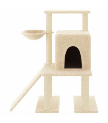 vidaXL Cat Tree with Sisal Scratching Posts Cream 96,5 cm