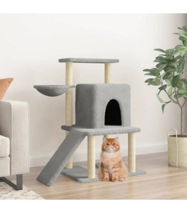 vidaXL Cat Tree with Sisal Scratching Posts Light Grey 96,5 cm