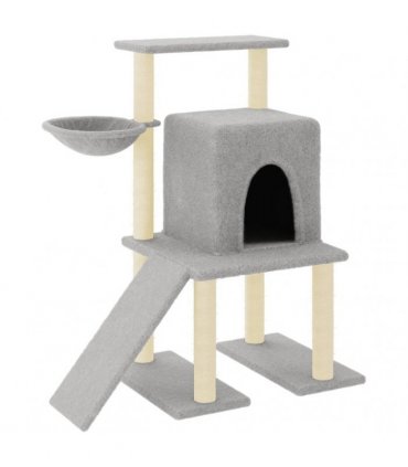 vidaXL Cat Tree with Sisal Scratching Posts Light Grey 96,5 cm