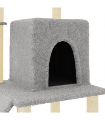 vidaXL Cat Tree with Sisal Scratching Posts Light Grey 96,5 cm