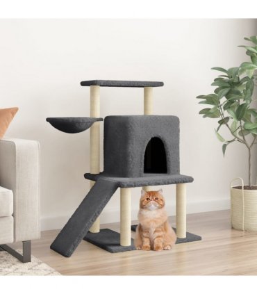 vidaXL Cat Tree with Sisal Scratching Posts Dark Grey 96,5 cm