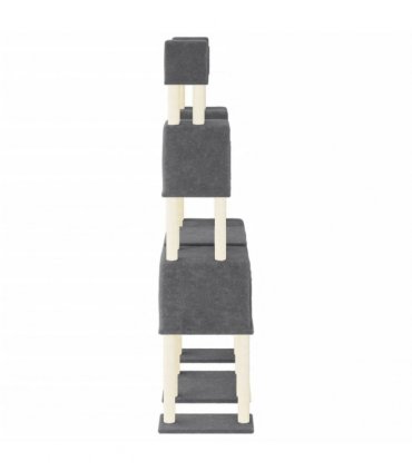 vidaXL Cat Tree with Sisal Scratching Posts Dark Grey 199 cm