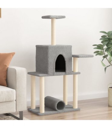 vidaXL Cat Tree with Sisal Scratching Posts Light Grey 122 cm