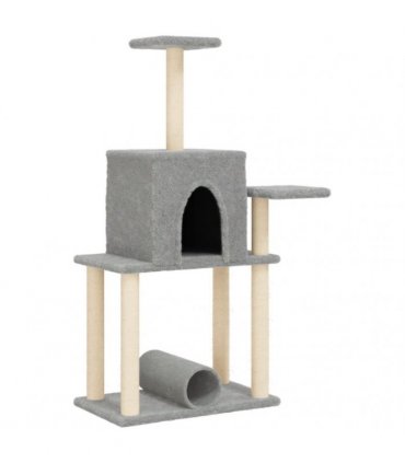 vidaXL Cat Tree with Sisal Scratching Posts Light Grey 122 cm