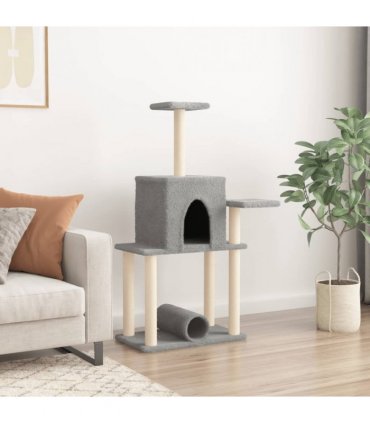vidaXL Cat Tree with Sisal Scratching Posts Light Grey 122 cm