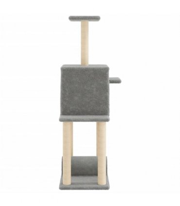 vidaXL Cat Tree with Sisal Scratching Posts Light Grey 122 cm