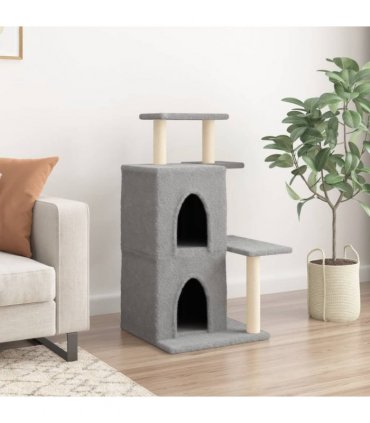 vidaXL Cat Tree with Sisal Scratching Posts Light Grey 97 cm