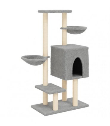 vidaXL Cat Tree with Sisal Scratching Posts Light Grey 117 cm