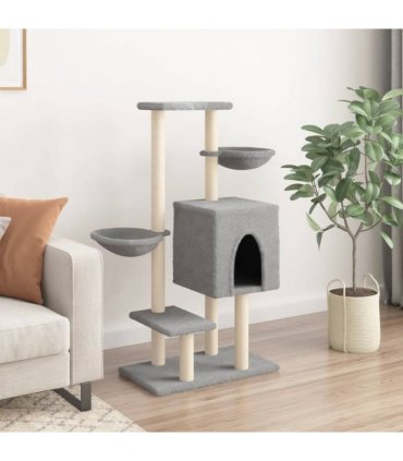 vidaXL Cat Tree with Sisal Scratching Posts Light Grey 117 cm
