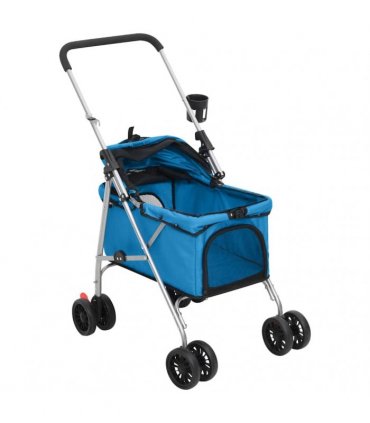vidaXL Folding Dog Stroller Blue 76x50x100 cm Oxford Fabric