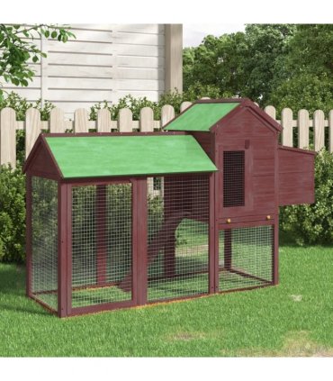 vidaXL Chicken Coop Mocha 193x65x117 cm Solid Wood Pine
