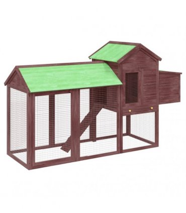 vidaXL Chicken Coop Mocha 193x65x117 cm Solid Wood Pine