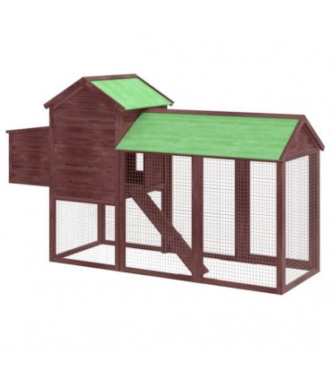 vidaXL Chicken Coop Mocha 193x65x117 cm Solid Wood Pine