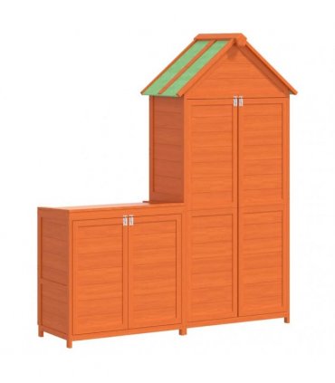 vidaXL 2 Piece Garden Tool Shed Set Brown Solid Wood Pine