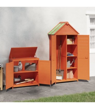 vidaXL 2 Piece Garden Tool Shed Set Brown Solid Wood Pine