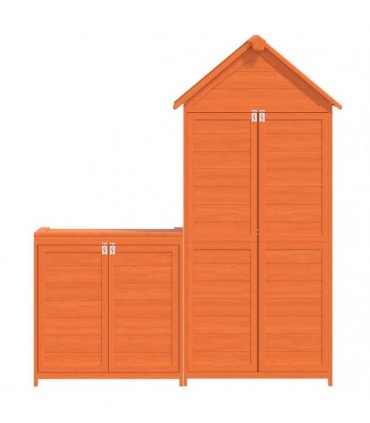 vidaXL 2 Piece Garden Tool Shed Set Brown Solid Wood Pine