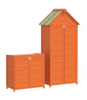 vidaXL 2 Piece Garden Tool Shed Set Brown Solid Wood Pine