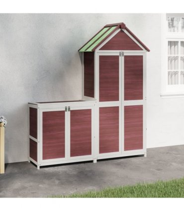 vidaXL 2 Piece Garden Tool Shed Set Mocha Solid Wood Pine
