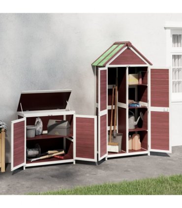 vidaXL 2 Piece Garden Tool Shed Set Mocha Solid Wood Pine