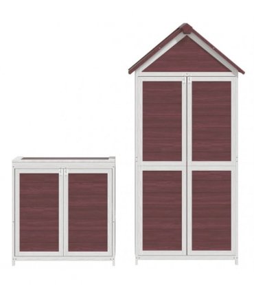 vidaXL 2 Piece Garden Tool Shed Set Mocha Solid Wood Pine