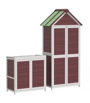 vidaXL 2 Piece Garden Tool Shed Set Mocha Solid Wood Pine