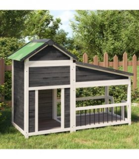 vidaXL Dog Kennel Grey 143x60,5x109 cm Solid Wood Pine