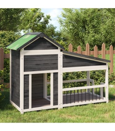 vidaXL Dog Kennel Grey 143x60,5x109 cm Solid Wood Pine