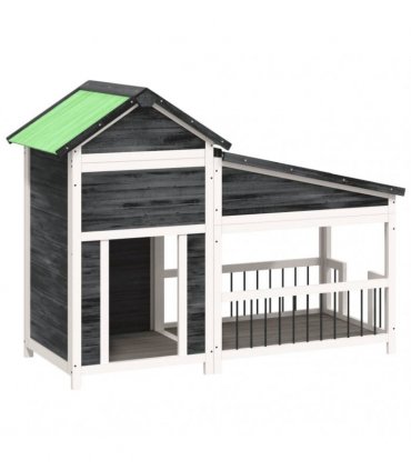 vidaXL Dog Kennel Grey 143x60,5x109 cm Solid Wood Pine