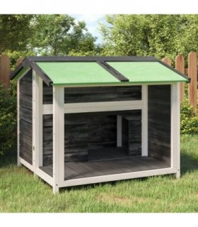 vidaXL Dog Kennel Grey 96x87x80,5 cm Solid Wood Pine