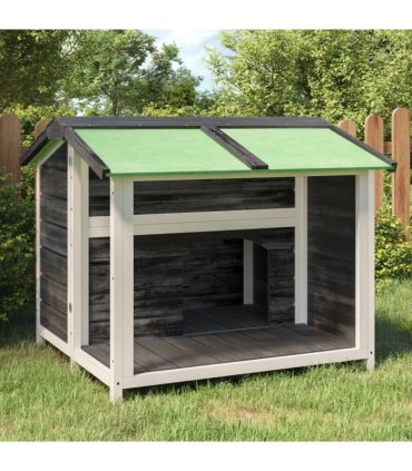 vidaXL Dog Kennel Grey 96x87x80,5 cm Solid Wood Pine
