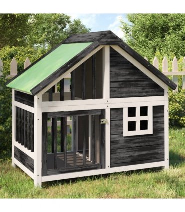 vidaXL Dog Kennel Grey 96x60,5x87 cm Solid Wood Pine