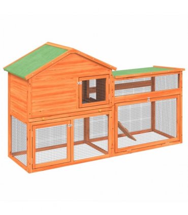 vidaXL Rabbit Hutch Brown 185,5x60,5x109,5 cm Solid Wood Pine